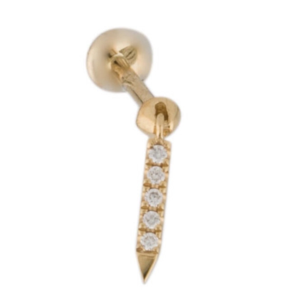 Maria Tash Diamond Eternity Bar Charm Threaded Stud Earring with box